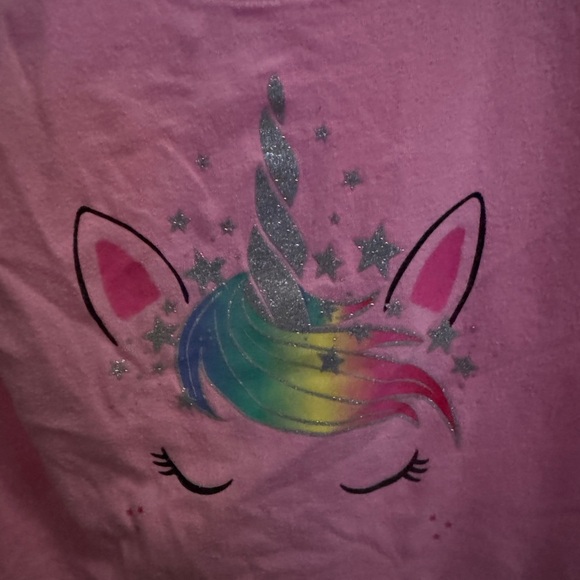Jumping Beans 3T Pink Unicorn Girls Short Sleeve Top Blouse - Picture 2 of 5
